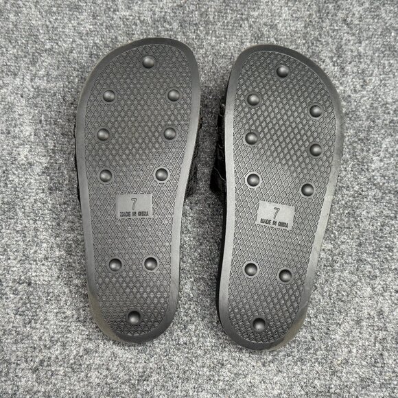 Adidas Adilette Slide Sandals Women's Size 8 Black Gold Metallic Summer Pool - Picture 9 of 11